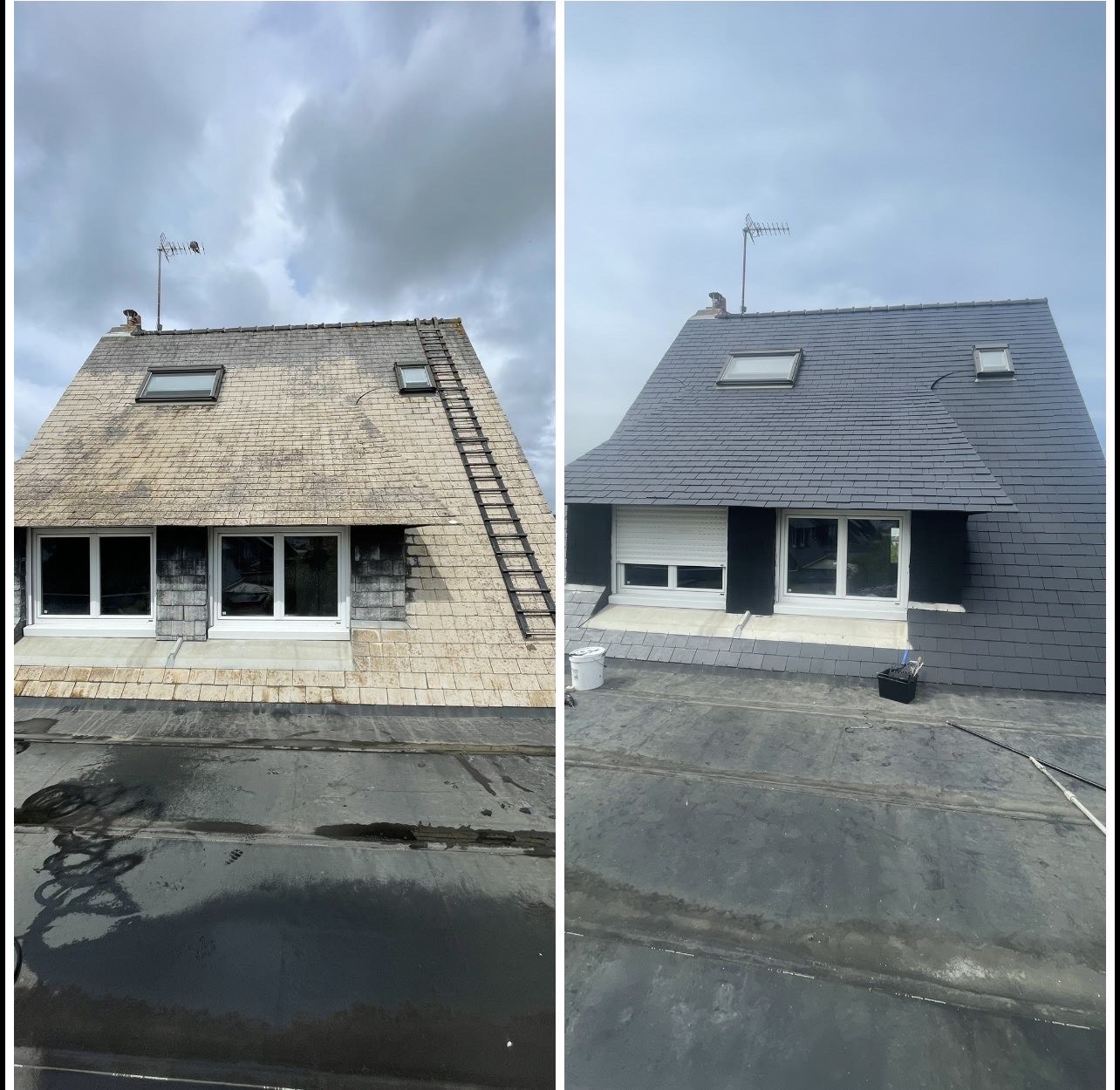 Nettoyage complet de toiture - Toiture en ardoise à Rennes